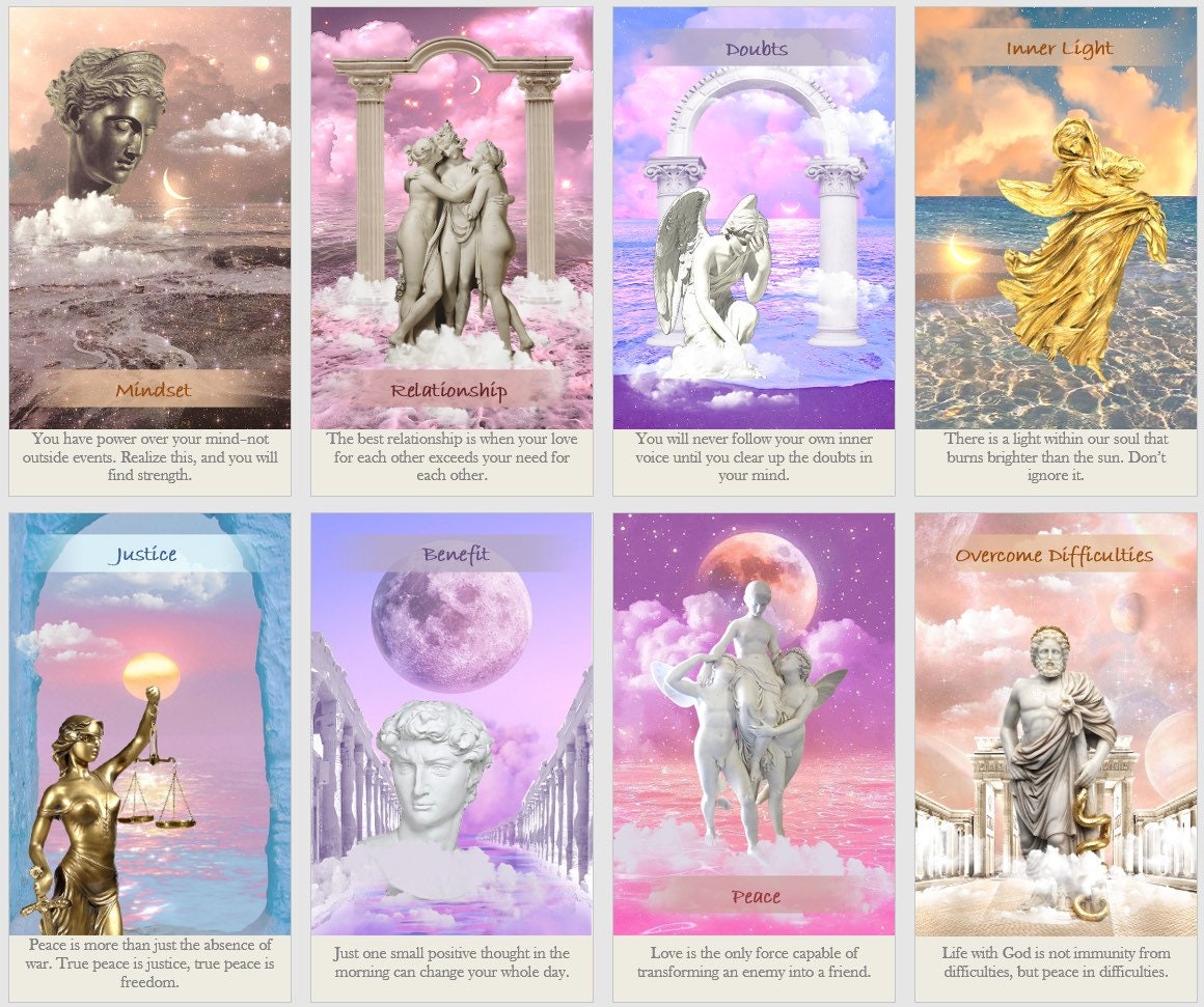 Jeu de cartes oracle de Guérison Spirituelle. Cartes oracle de Sagesse et d'Inspiration
