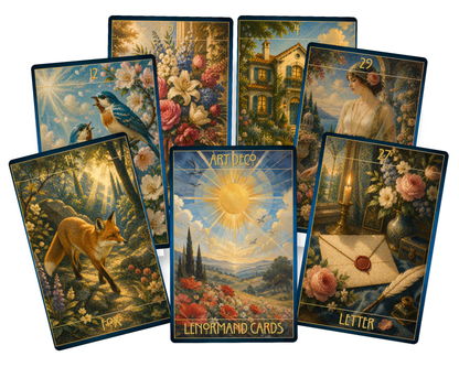 Art Deco Lenormand Oracle Cards – 36 Cards with QR Guidance