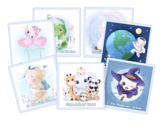 Cute Animal Tarot deck. Cartoon tarot