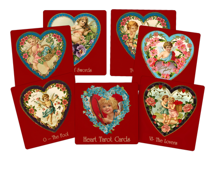 Heart Tarot deck. Valentines Day Tarot. Vintage cards