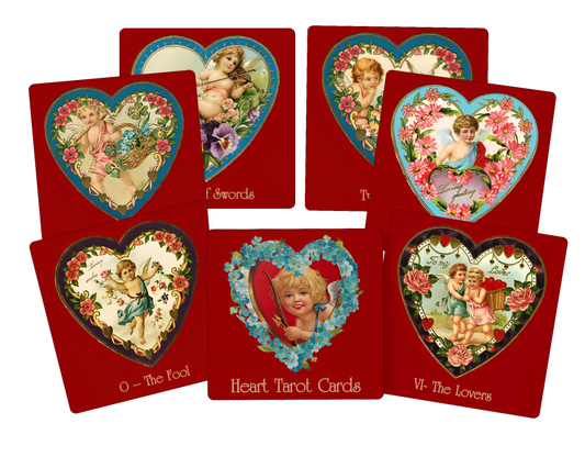 Heart Tarot deck. Valentines Day Tarot. Vintage cards