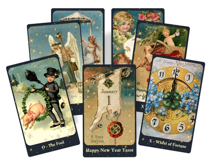Happy New Year Tarot deck. Vintage tarot