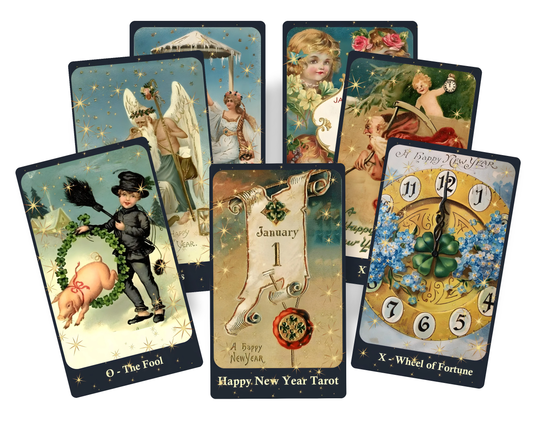 Happy New Year Tarot deck. Vintage tarot