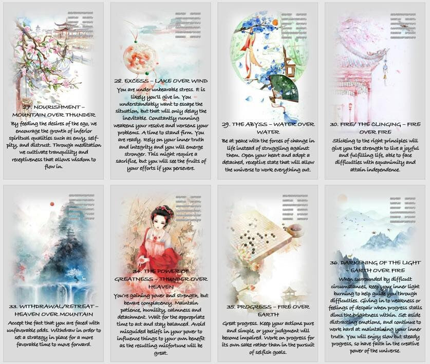 I Ching oracle deck. Book of Changes oracle.