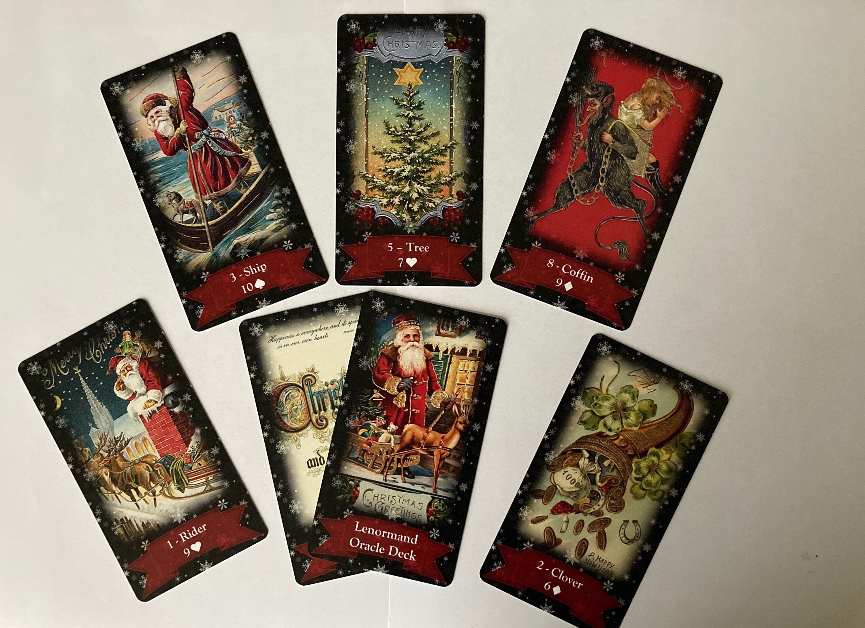 Set of Christmas Tarot and Lenormand Decks: Vintage Divination Gift Set