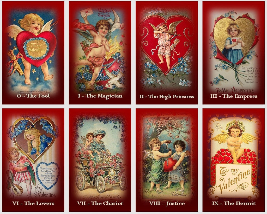 Valentine,s Day Tarot deck. Vintage tarot