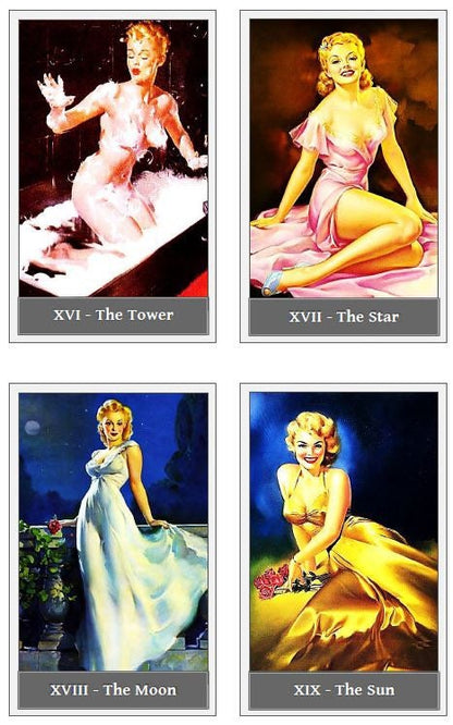 Pin-up meiteņu taro kāršu kava. Retro taro