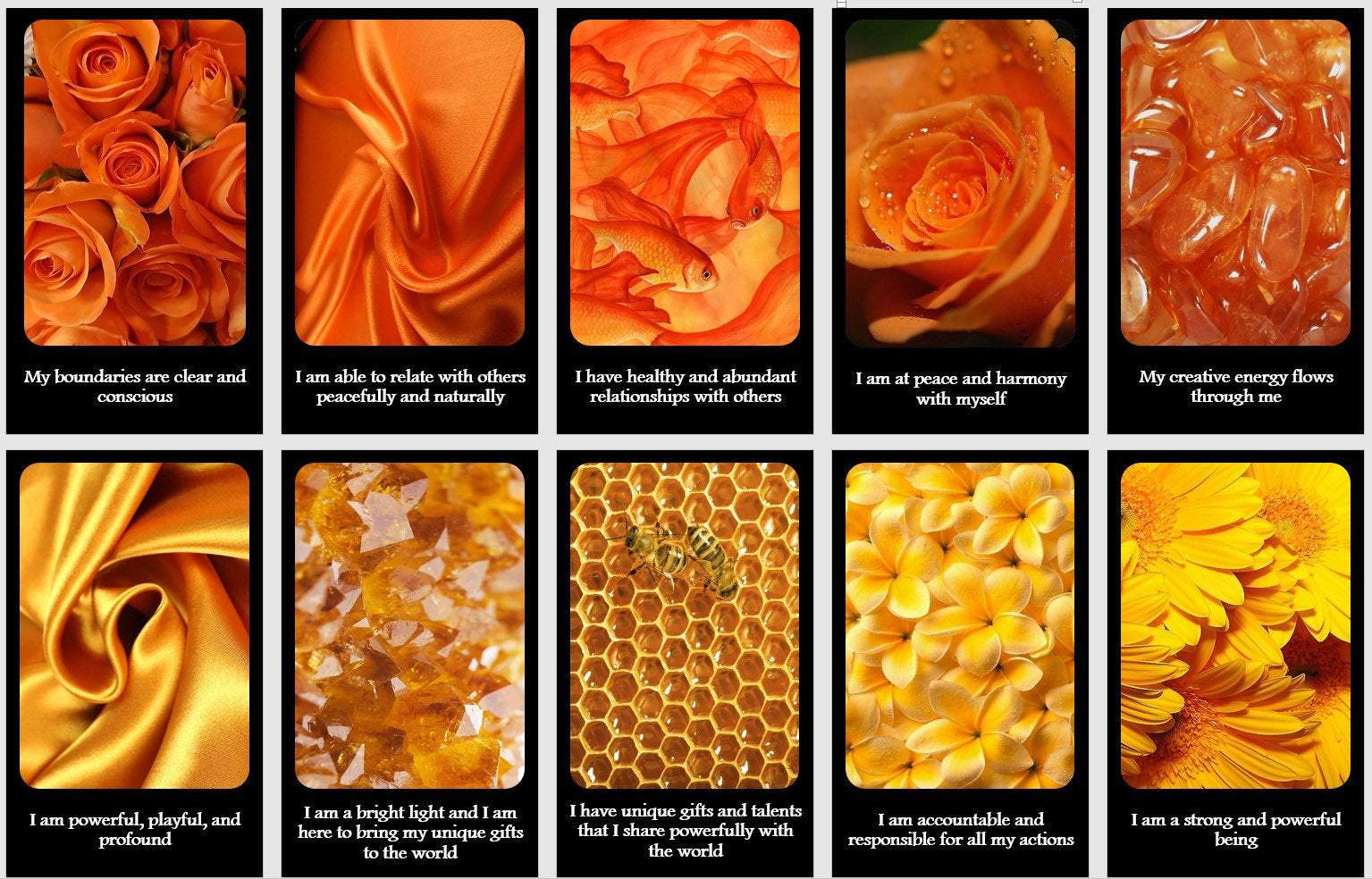 Chakra Affirmation cards. Sense Inspiration cards. Reiki