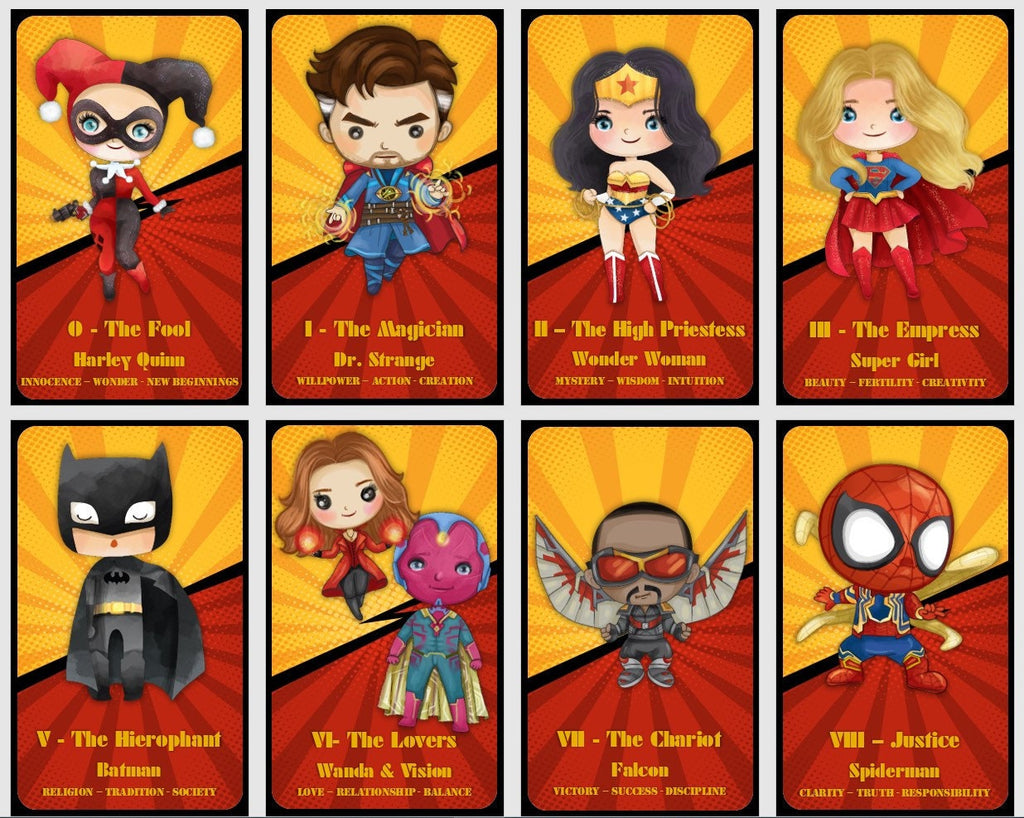Heroes vs Villains Tarot Deck: Comic & Movie Inspired, Handmade