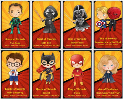 Heroes vs Villains Tarot Deck: Comic & Movie Inspired, Handmade