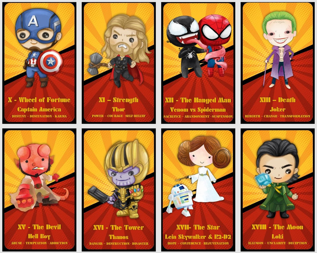 Heroes vs Villains Tarot Deck: Comic & Movie Inspired, Handmade
