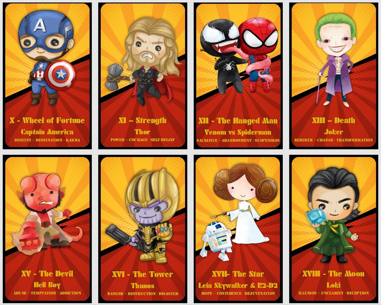Heroes vs Villains Tarot Deck: Comic & Movie Inspired, Handmade