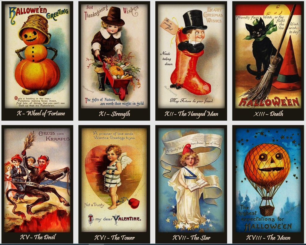 Season Greetings Tarot deck. Vintage tarot