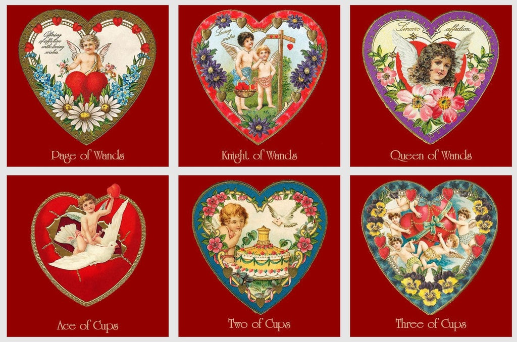 Heart Tarot deck. Valentines Day Tarot. Vintage
