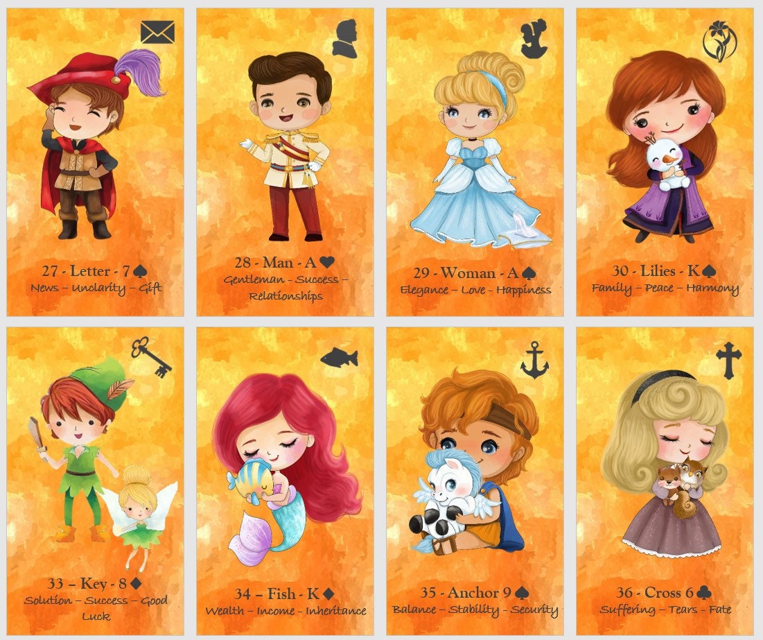 Fairy Tales Lenormand Oracle deck. Princess and Prince cards