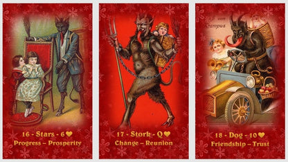 Grus vom Krampus Lenormand Oracle deck. Scary Christmas cards