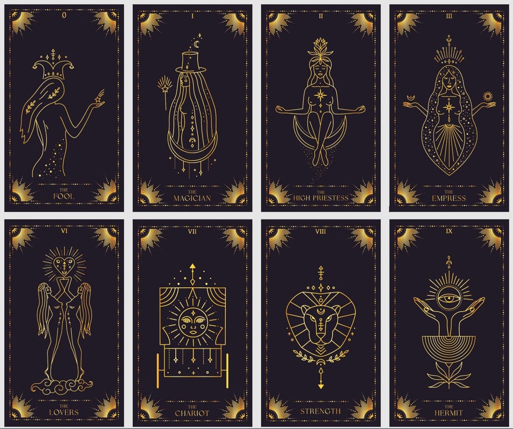 Starry Night Tarot Deck: 78 black and gold tarot Cards