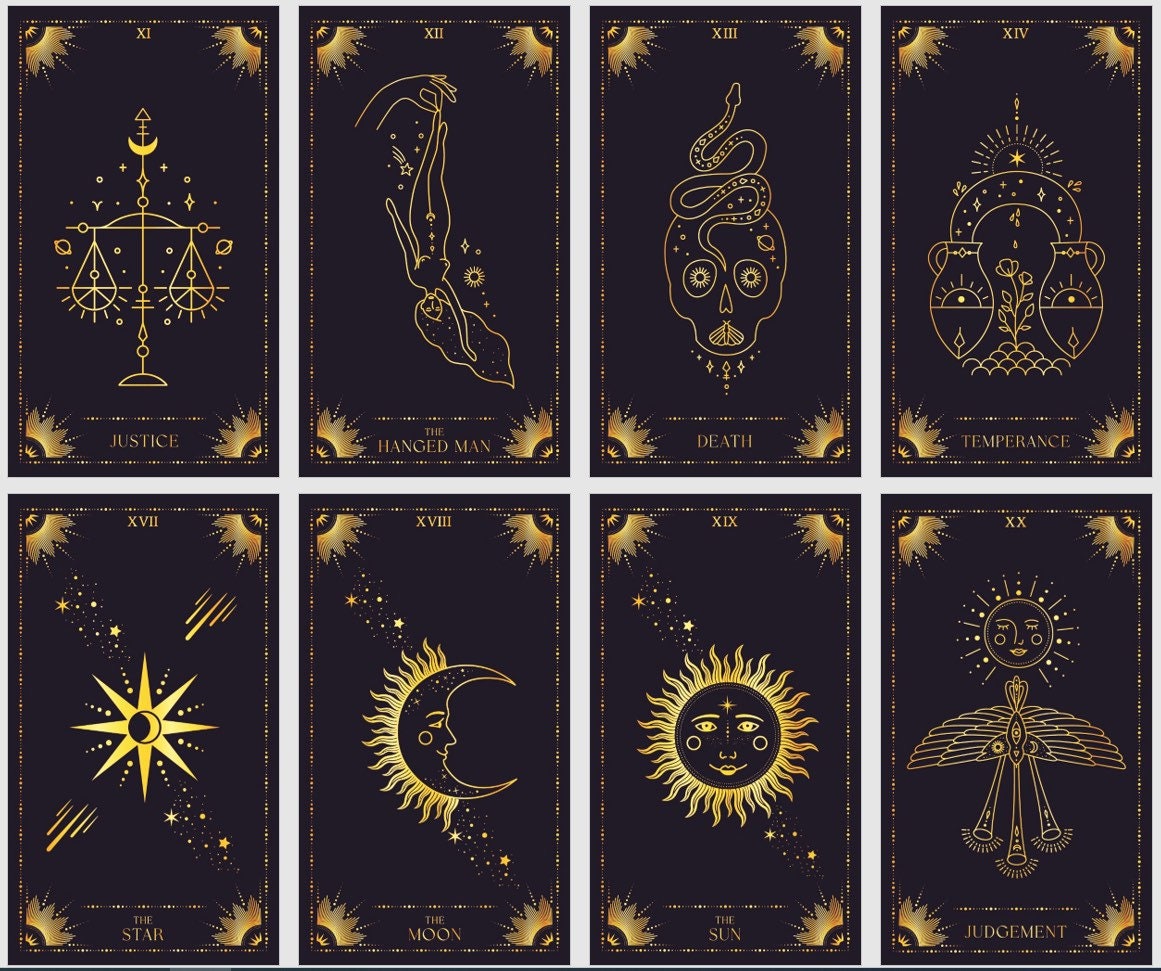 Starry Night Tarot Deck: 78 black and gold tarot Cards