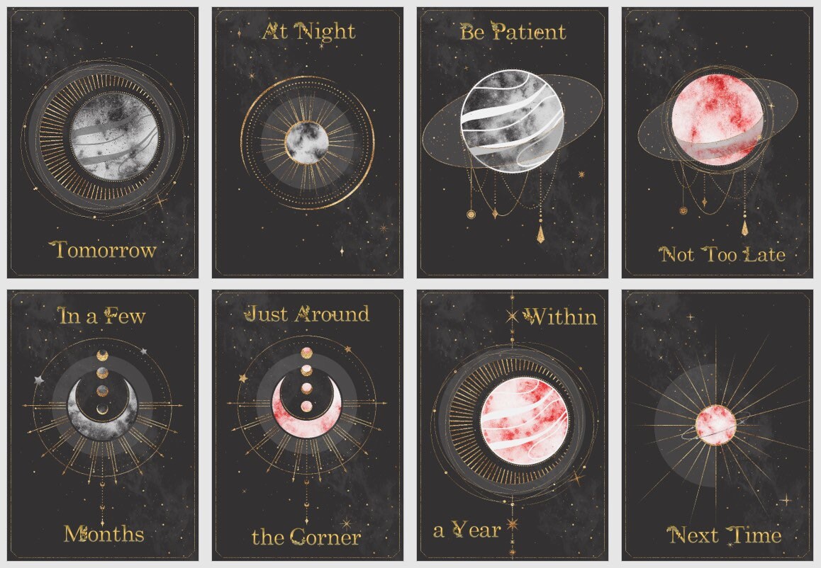 Cosmic Timing oracle deck. Time predictions oracle cards