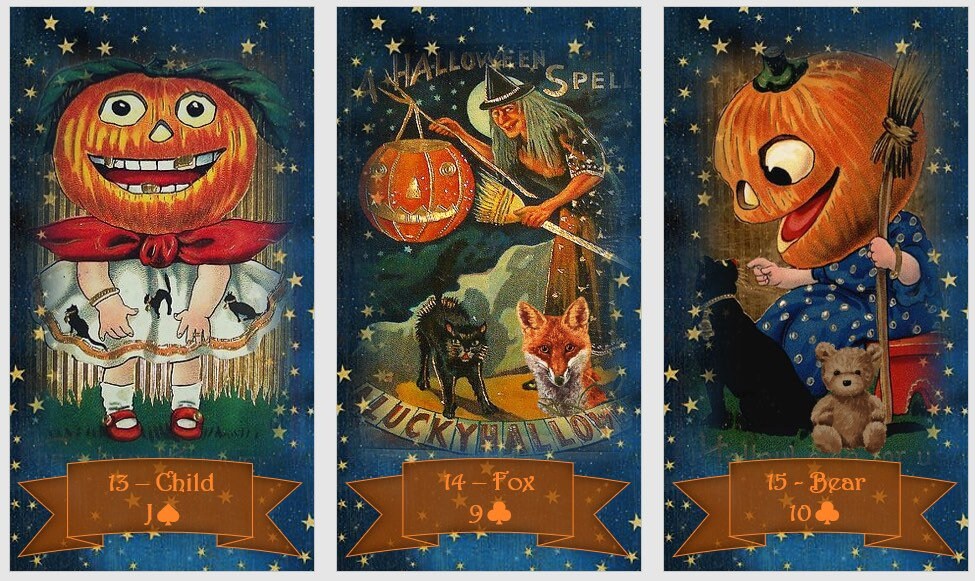 Halloween Lenormand oracle deck. Vintage cards