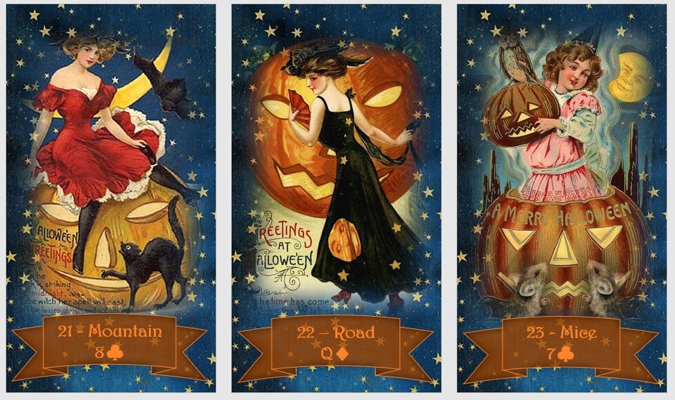 Halloween Lenormand oracle deck. Vintage cards