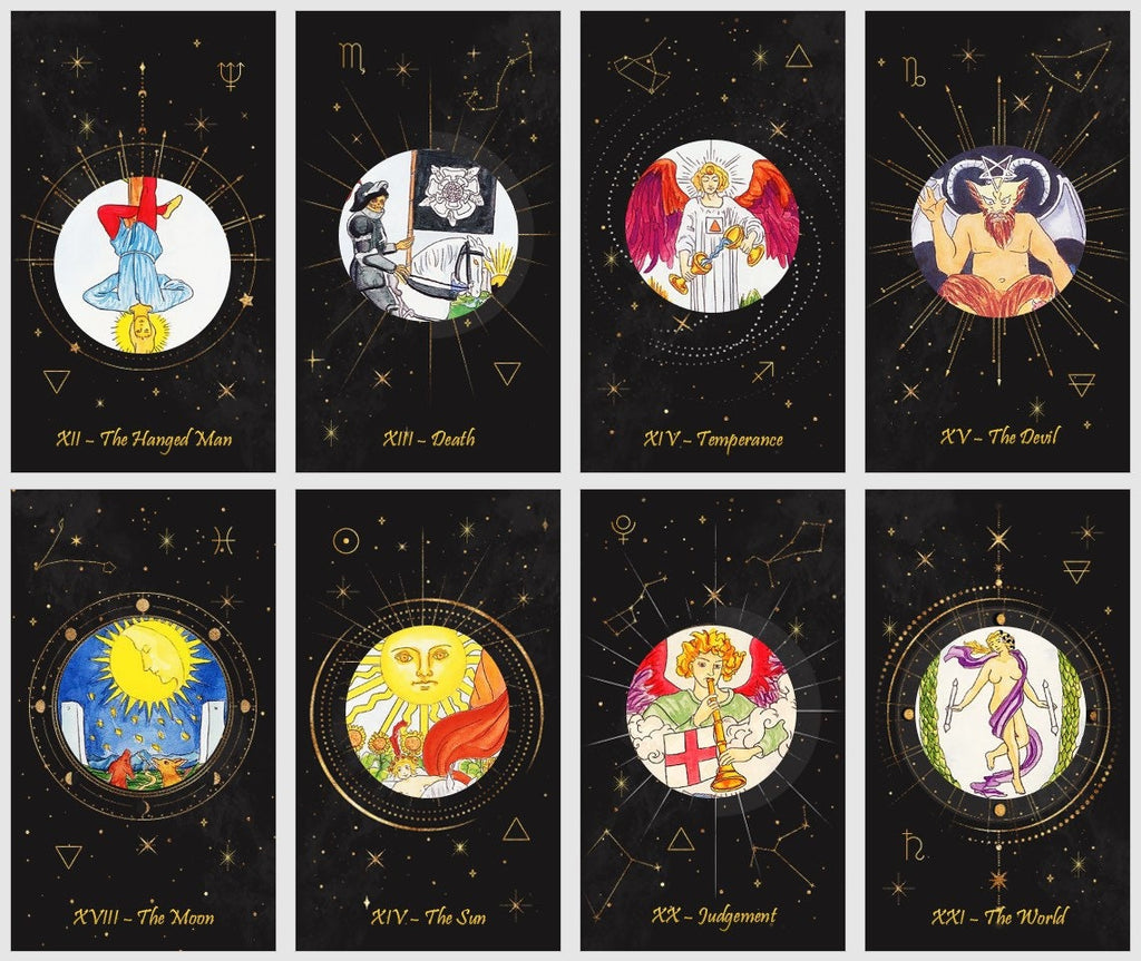 Celestial tarot deck. Cosmic tarot cards.