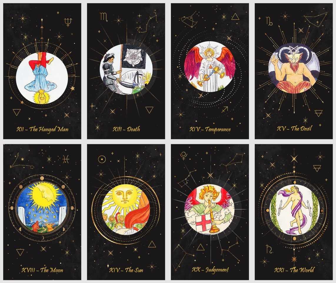 Celestial tarot deck. Cosmic tarot cards.