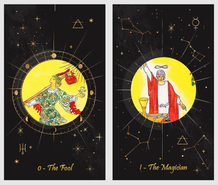 Celestial tarot deck. Cosmic tarot cards.