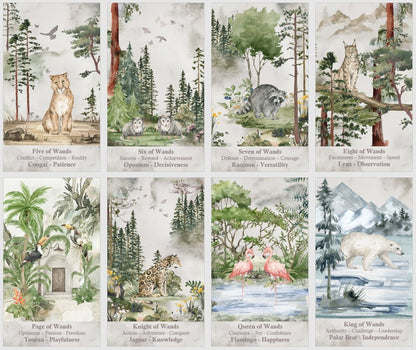 Animal Spirit Tarot Deck with Guidance. Watercolor Wisdom Cards with Ebook