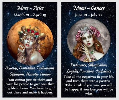 Astrology and Zodiac oracle deck. Prediction oracle cards.