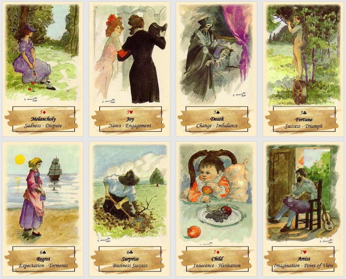 Gypsy oracle deck. Fortune telling playing cards.