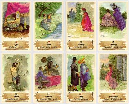 Gypsy oracle deck. Fortune telling playing cards.