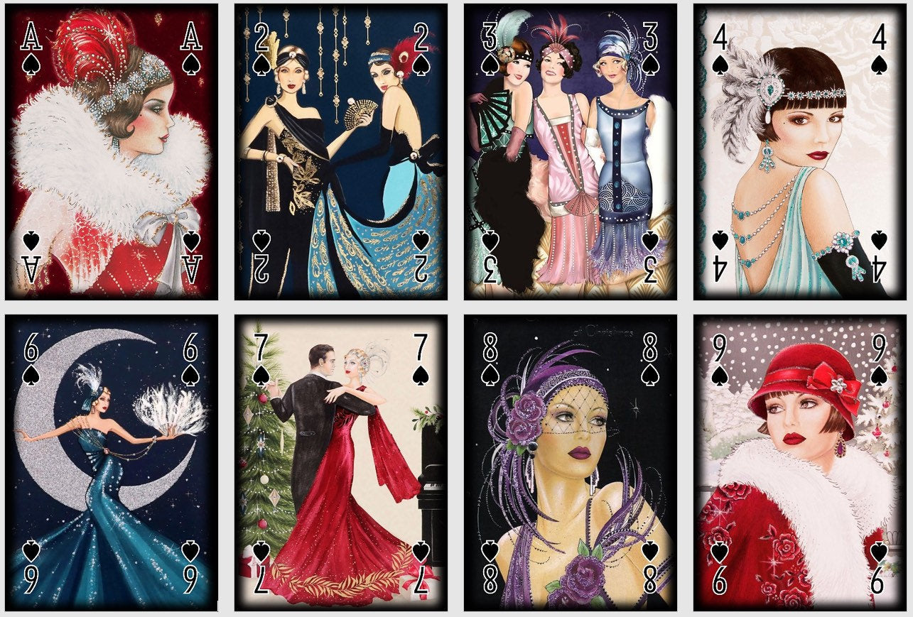 Art Deco playing cards. Poker and Bridge cards