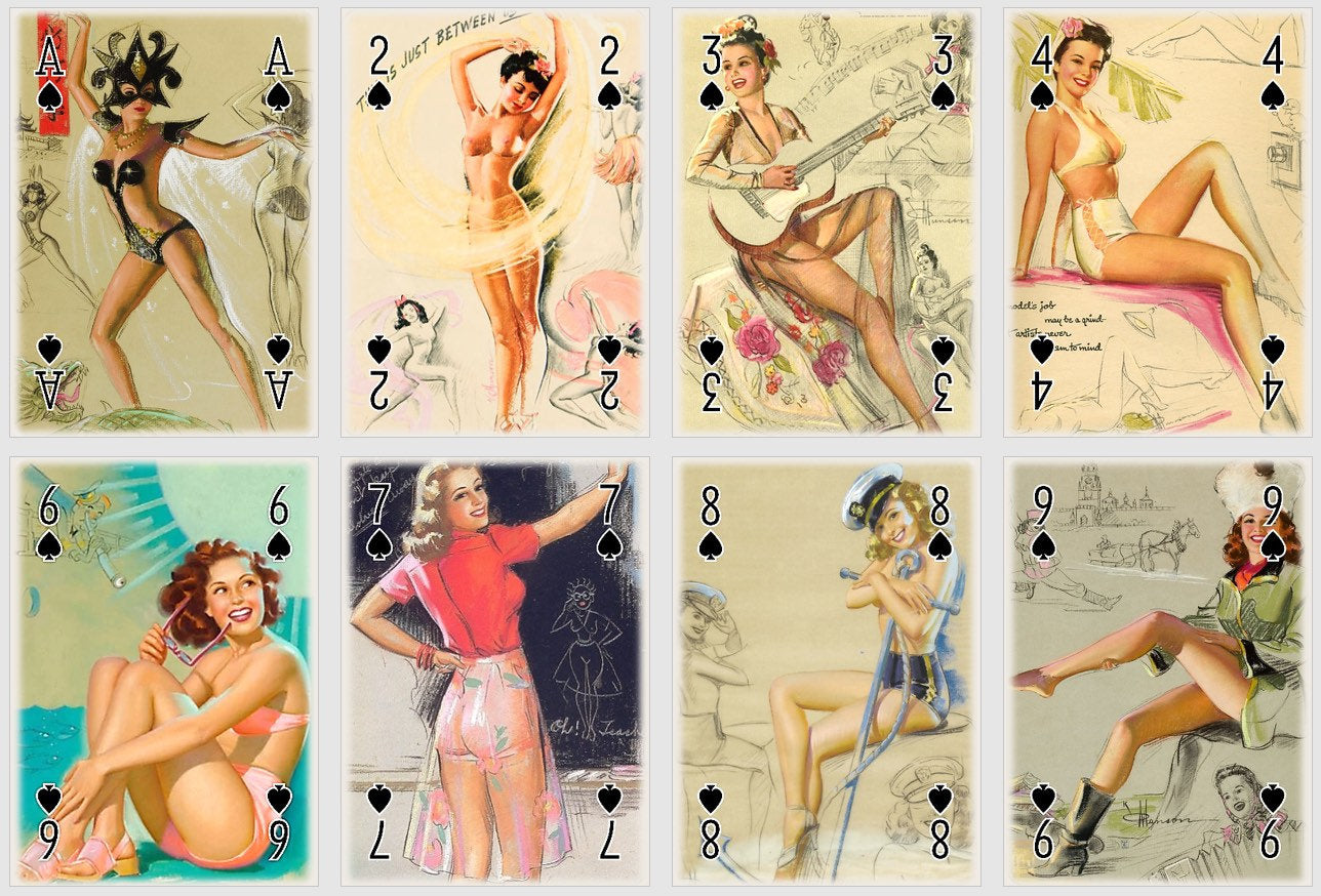 Knute O. Munson playing cards. Pin Up Poker and Bridge cards