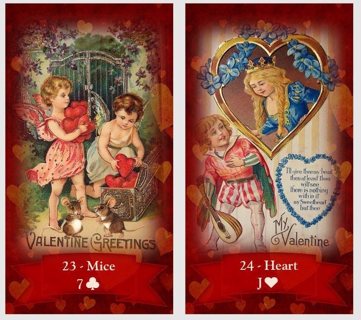 Valentine,s Day Lenormand oracle deck. Vintage cards
