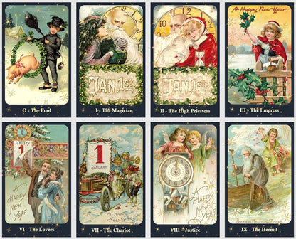 Happy New Year Tarot deck. Vintage tarot