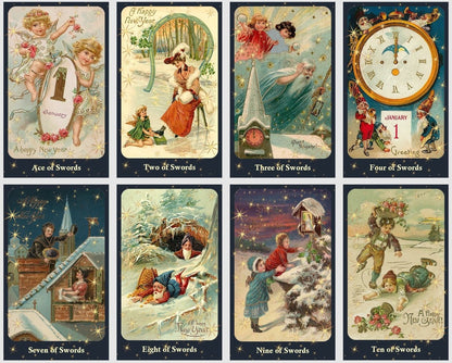 Happy New Year Tarot deck. Vintage tarot