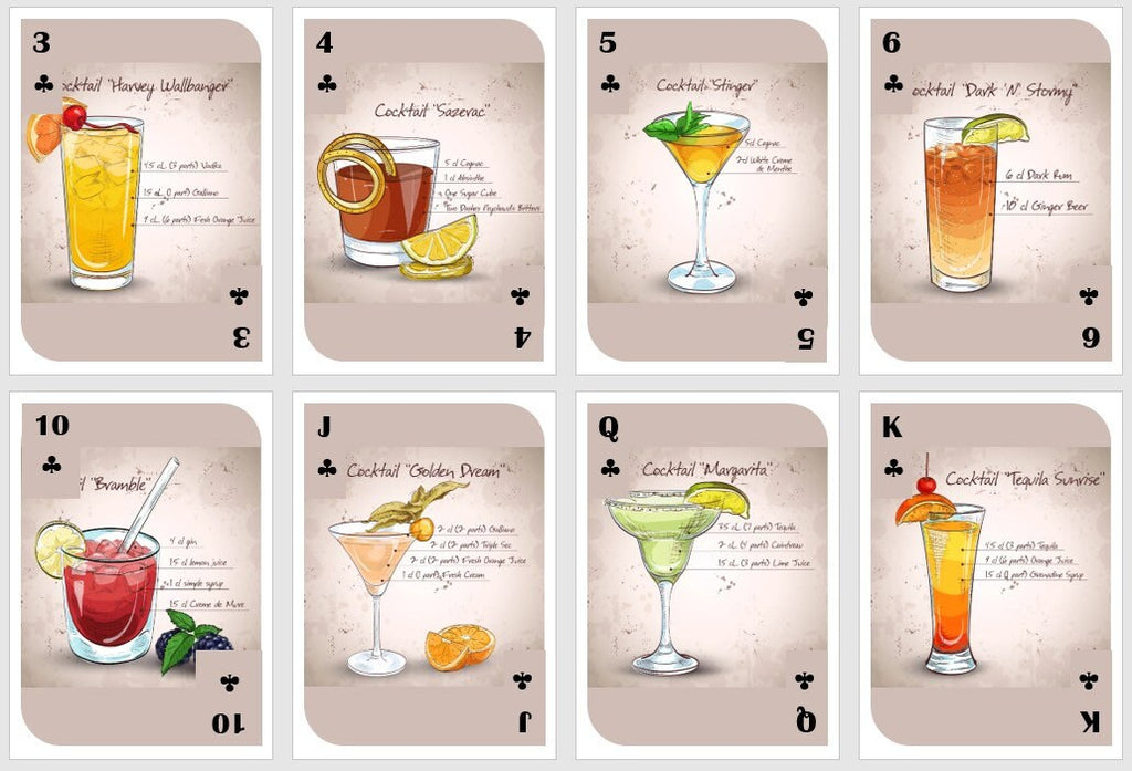 Cocktail Recipe Playing Cards: Poker & Bridge