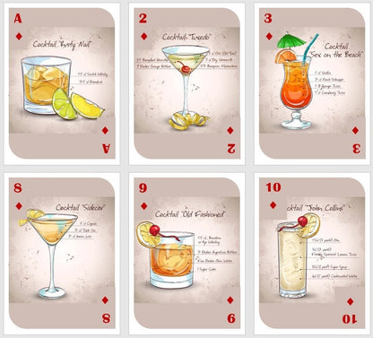 Cocktail Recipe Playing Cards: Poker & Bridge