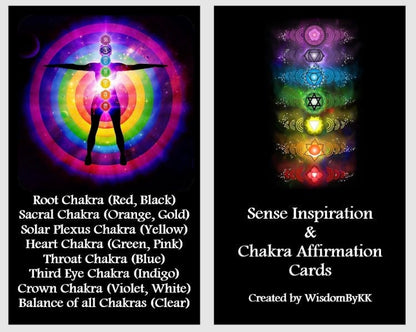 Chakra Affirmation cards. Sense Inspiration cards. Reiki