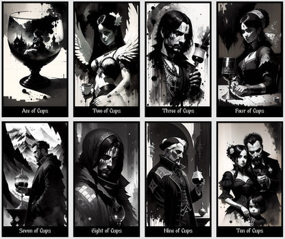 Dark Kingdom Tarot deck. Black and White tarot cards