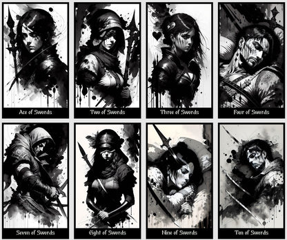 Dark Kingdom Tarot deck. Black and White tarot cards