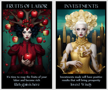 Money and Career Oracle cards deck. Surreal art
