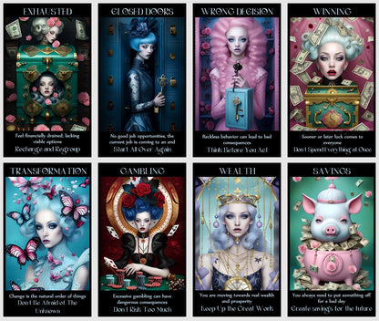 Money and Career Oracle cards deck. Surreal art