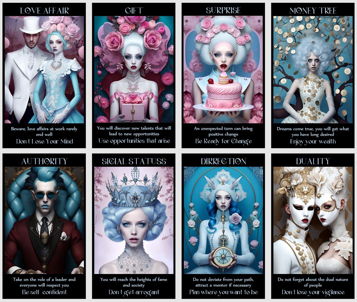 Money and Career Oracle cards deck. Surreal art
