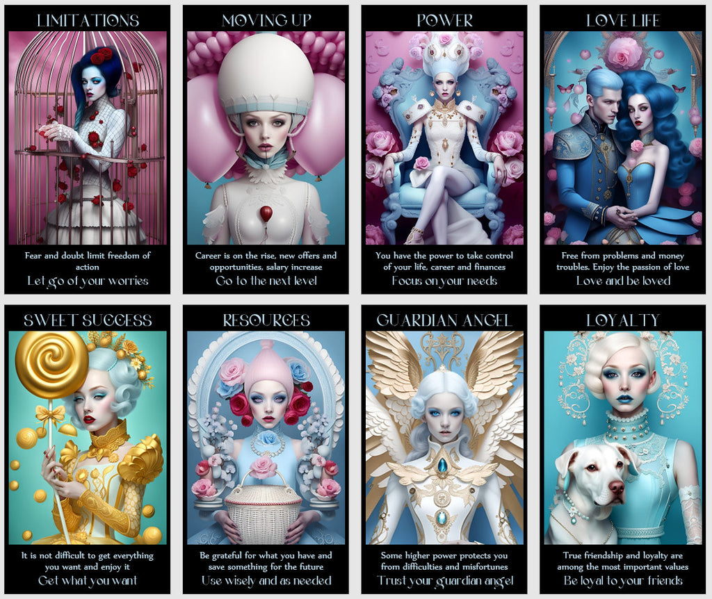 Money and Career Oracle cards deck. Surreal art