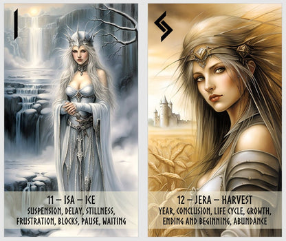 Nordic Runes cards deck. Elder Futhark and Binded Runes