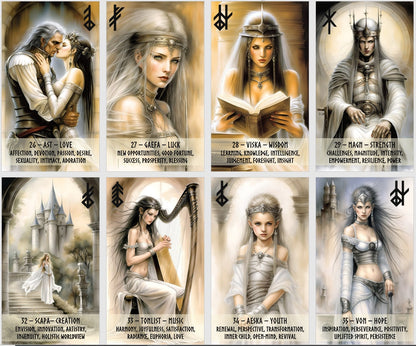 Nordic Runes cards deck. Elder Futhark and Binded Runes