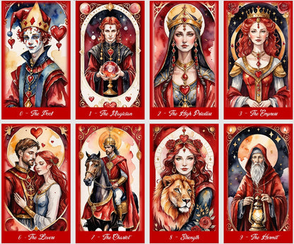 Watercolor Love Tarot Deck: Valentine's Day Fortune Telling Cards
