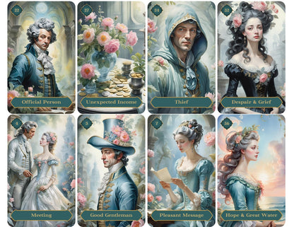 Rococo Art Kipper Oracle Cards Deck with Velvet Bag